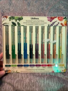 Lifelines Scented Lava Gel Pen Set - 10 Pens Infused w/ Essential Oils NEW